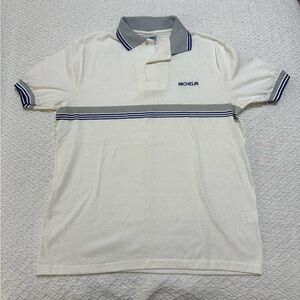 Velva Sheen Michelin Polo Shirt Vintage 80s Surf Skate Shirt Stripe Adult L